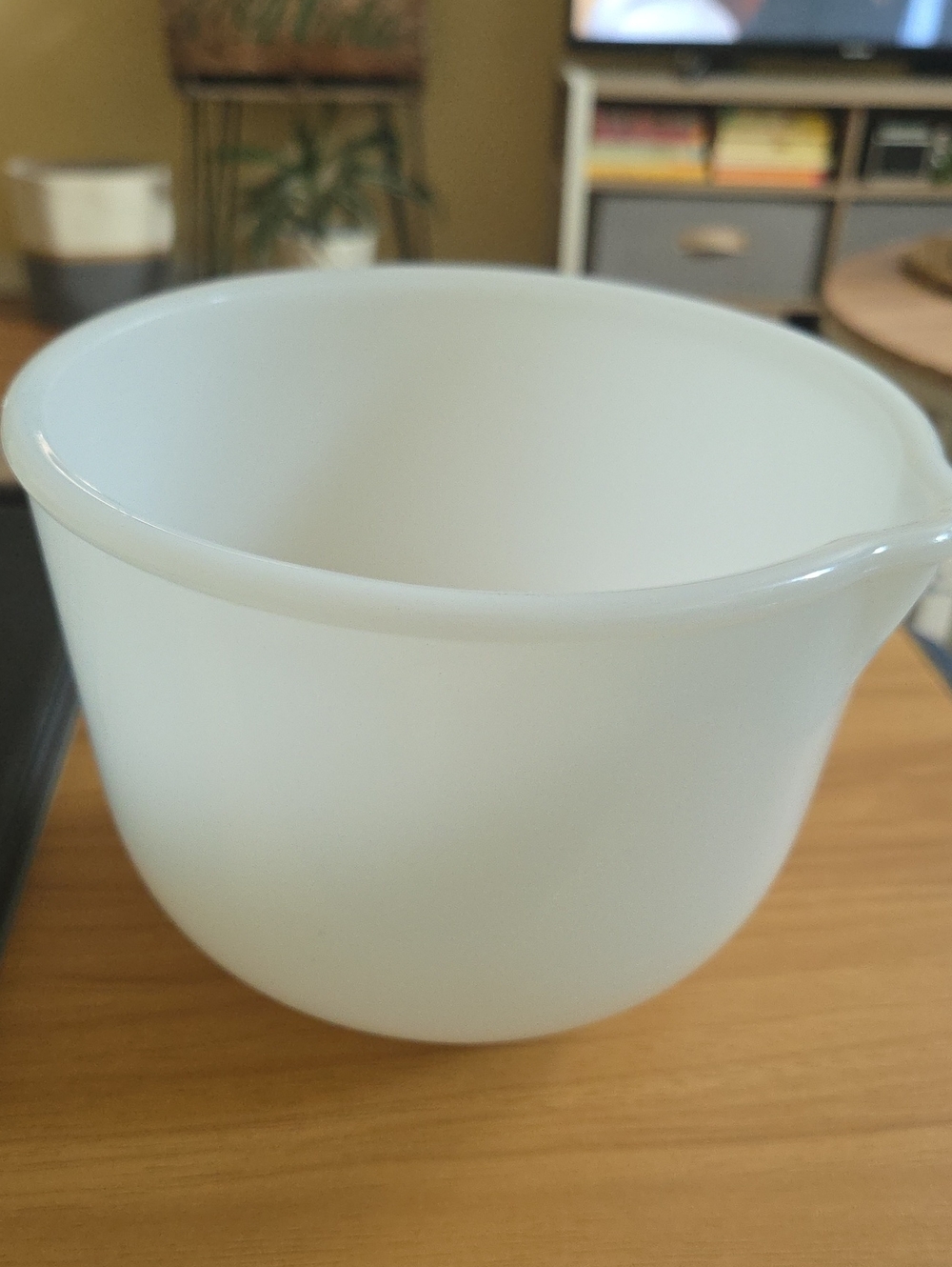 Vintage Glasbake Made for Sunbeam Mixer White Milk Glass Mixing Bowl # 20CJ USA